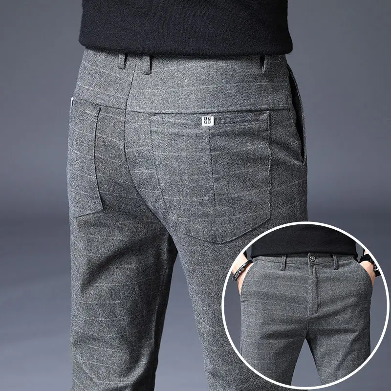 

2021 Spring Summer Brand Men's Clothing Mens Trousers Casual Loose Pants for Male Straight High Waist Elastic Men Pant Y52