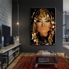 Картины на холсте с изображением женщины, золотого цвета, настенные картины для гостиной, домашний декор, художественные плакаты и принты