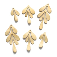 10pcs raw brass leaf feather charms pendant flower charms for diy necklace earrings jewelry making crafts womens accessories