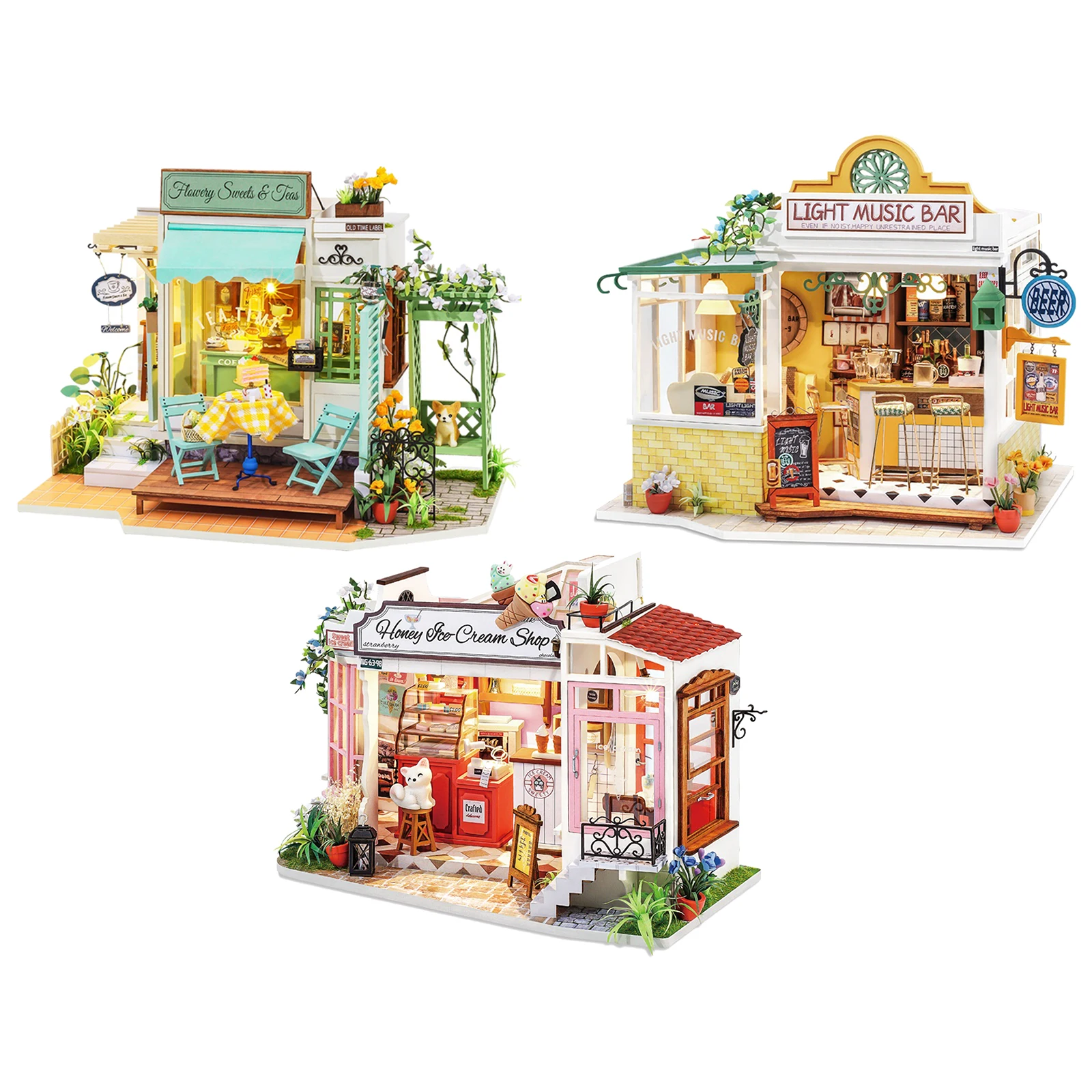 

Dollhouse Creative Room with Furniture & Ornaments Wood Cottage Building Shop 3D Puzzles Toy for Kids Adults