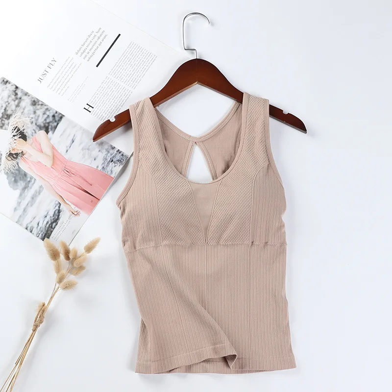 

ATHVOTAR Women Camisole Seamless Vest Korean Hollow V-Neck Bra Tops Wireless Crop Top Ladies Tank