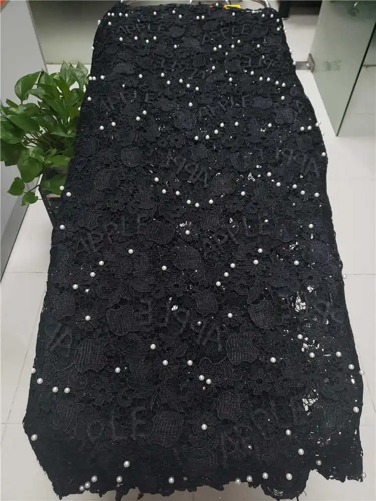 Фабрика предлагает последние нигерийские гипюровые кружева с жемчужинами цвета