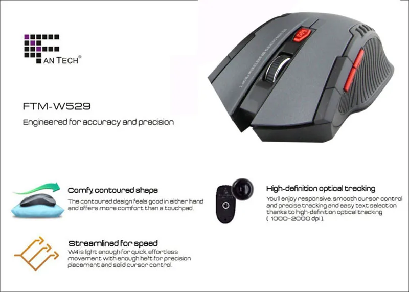 

Free Shipping 2.4ghz Mini Portable Wireless Optical Gaming Mouse for Pc Laptop Gray Para Juegos