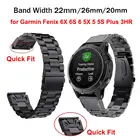 Сменный ремешок 20, 22, 26 мм, из нержавеющей стали, черный, для Garmin Fenix 6X, 6S, 6, 5X, 5, 5S Plus, 3HR