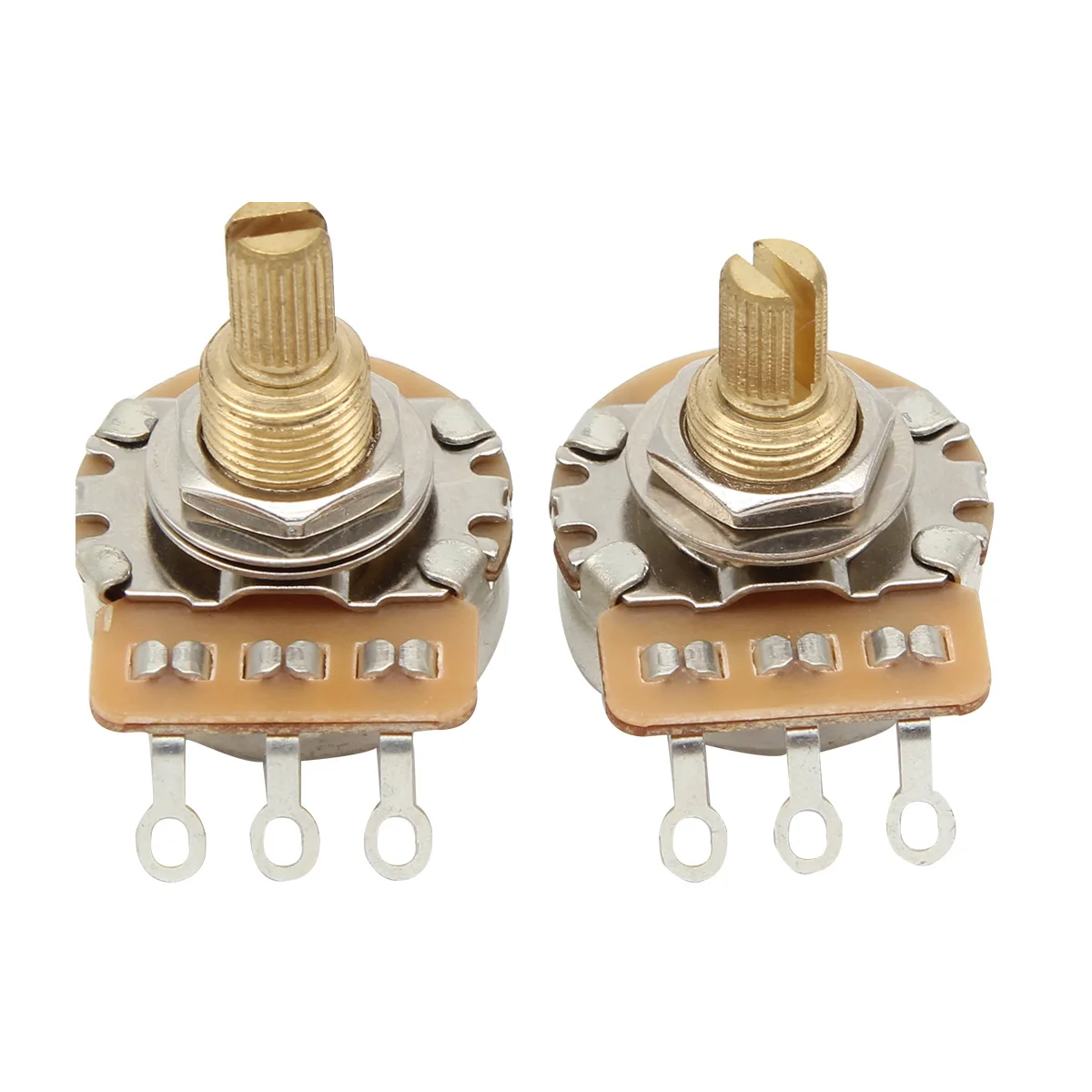 FLEOR 2 шт 3/8 &quotлатунный резьбовой вал гитарные потенциометры Горшки 24-Splines 500K/250K