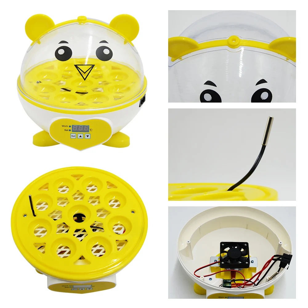 Симпатичный мини инкубатор для 9 яиц инкубационный Брудер ручной поворот цыплят