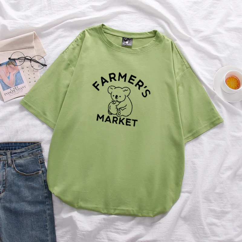 2020 летняя хлопковая свободная футболка большого размера с принтом коала