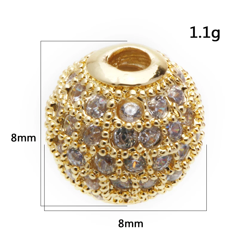 Бусины разделительные бусины для изготовления ювелирных изделий Copper CZ Zirconia 8 мм