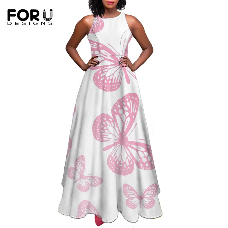 

Женское длинное платье без рукавов FORUSEDIGNS, платье с принтом бабочки для отдыха, Вечернее свободное платье, юбка с высокой талией