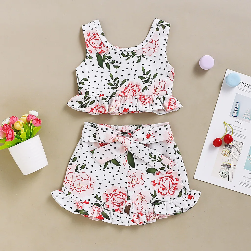 2020 летняя одежда для маленьких девочек детские шорты с цветочным принтом на