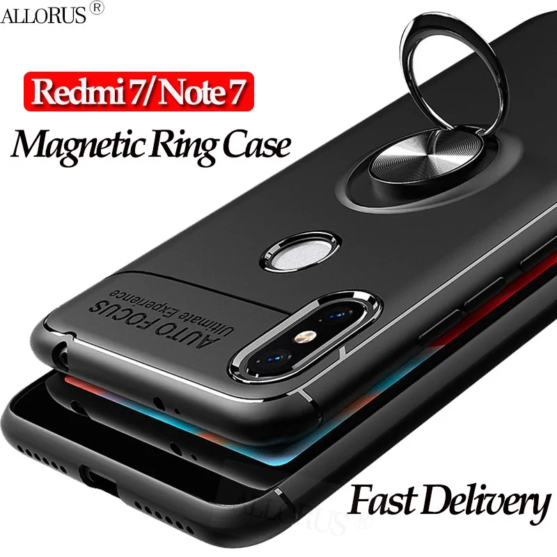 Мягкий силиконовый чехол на Redmi 7A Note 7 Магнитный чехол с кольцо чехол редми 7а 6A нот 7 чехол нот 7 редми полный защитный чехол redmi 7a redmi Note 7 Магнитный чехол чехлы ксиоми редми нот 7 редми ноут 7 7а