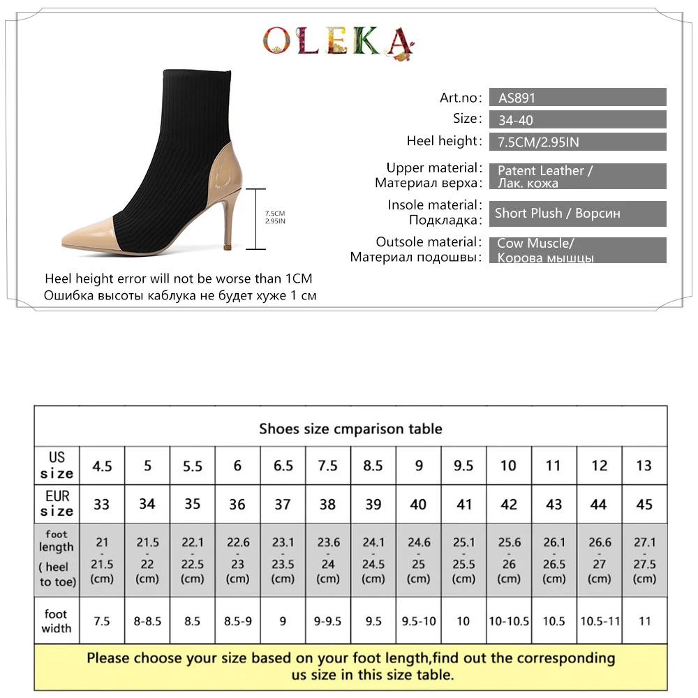 

OLEKA Knee-high Winter Sexy Boots Thin Heels Totem Pointed Toe Ladies Boots Elegant Style Chelsea Boots New AS891