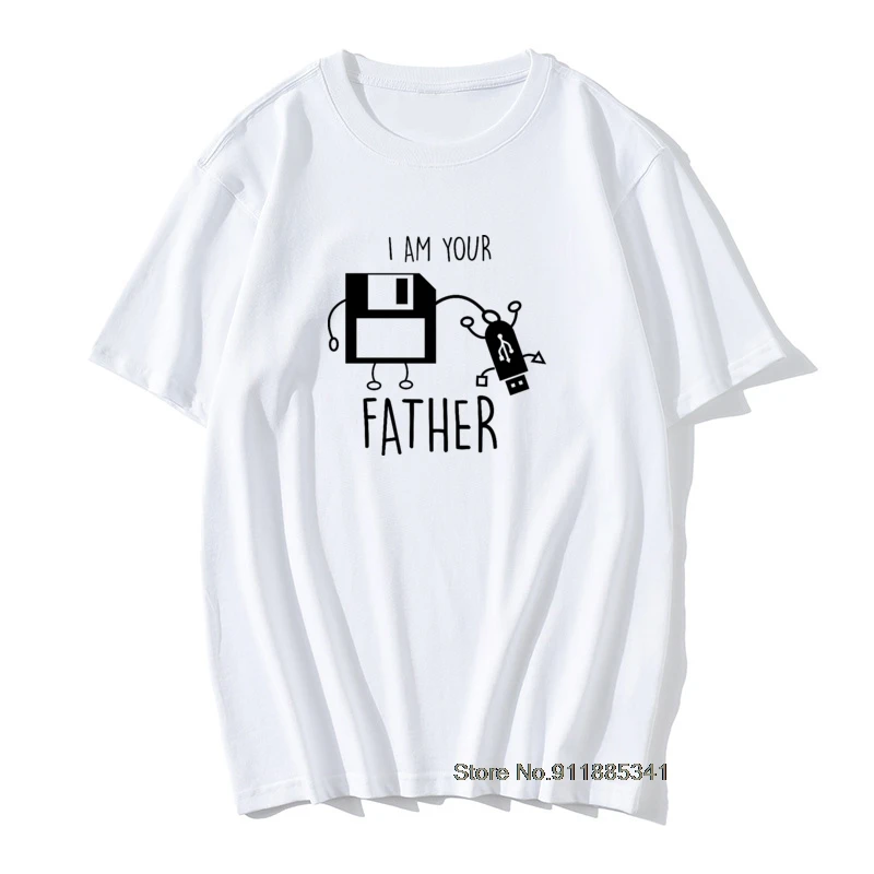 

I Am Your Father Funny Usb And Floppy Disk Computer Men T-Shirt Summer/Autumn Vintage T-shirts For Adult Slim Fit Tops Tees