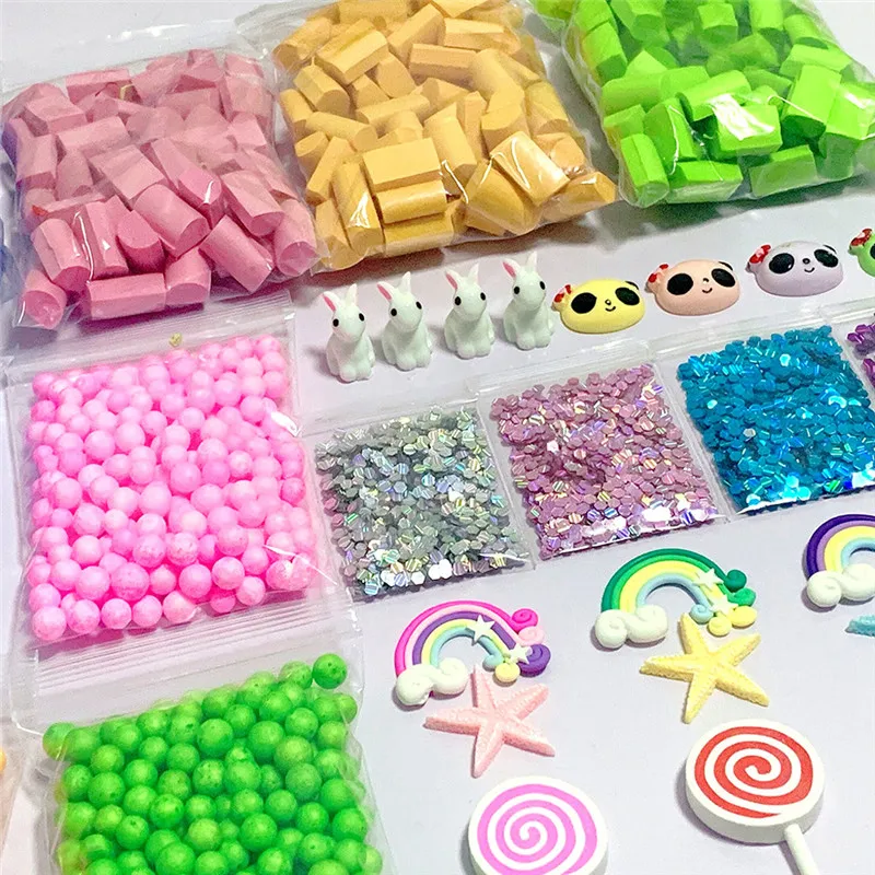 70 шт DIY Slime набор поставки прозрачный кристалл Slime Набор для изготовления Slime пенопластовые бусины блеск фруктовые ломтики бусины в комплекте#4S24