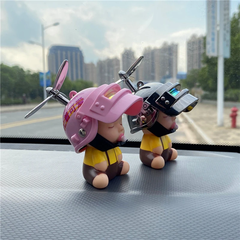 

Cute Baby Wearing Helmet Funny Toy Bamboo Dragonfly Bicycle Decoration Helmet Pacifier Doll Three-level Helmet Wind Motor Toys