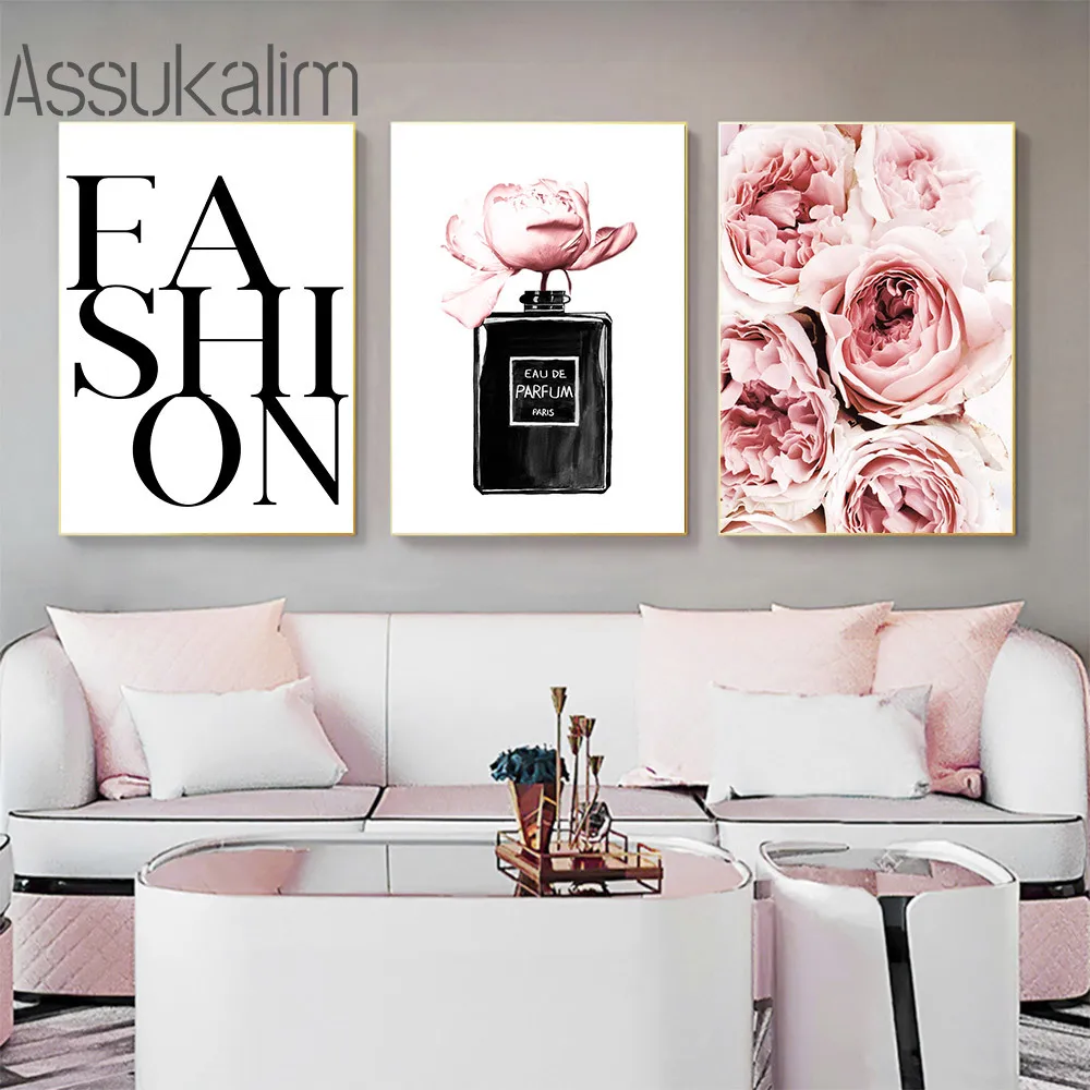 Модная настенная Картина на холсте флакон духов настенные плакаты постер с