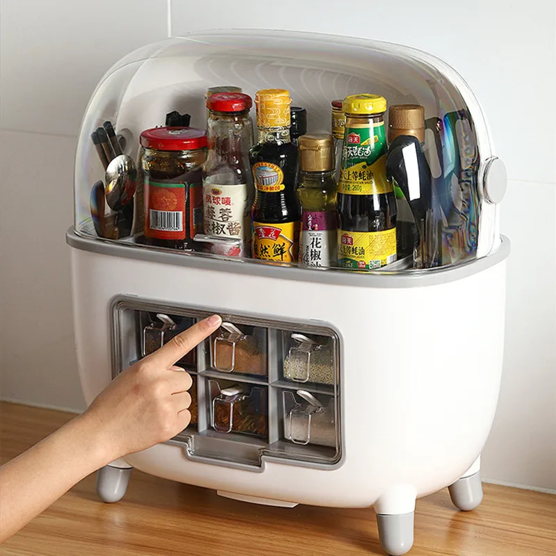 

Multifunctional No Nail No Drill Spice Rack Storage Shelf for Kitchen Supplies Standing Seasoning Bottle Holder Organizer
