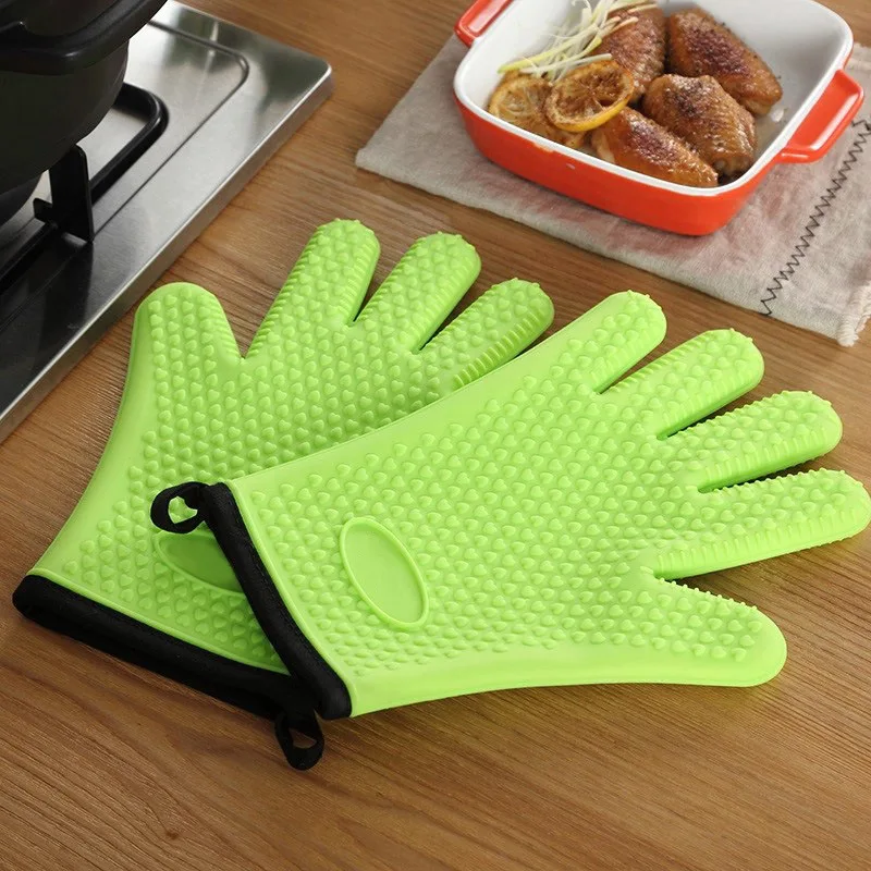 

Five Colors Silicone Solid Color Gloves Thicken Insulated Kitchen Toiletries Anti-scalding Microwave Oven Heat Insulation Gloves
