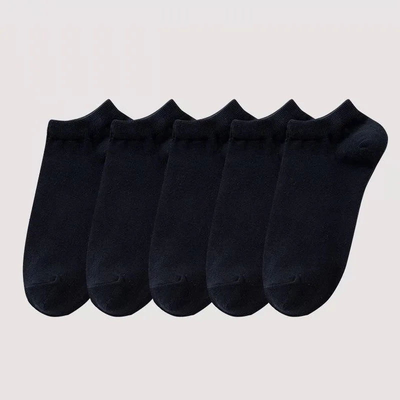 

5 Pairs Summer Men's Cotton Socks Invisible Socks Breathable Deodorant Solid Color All Cotton Low Cut Invisible Boat Socks Men's