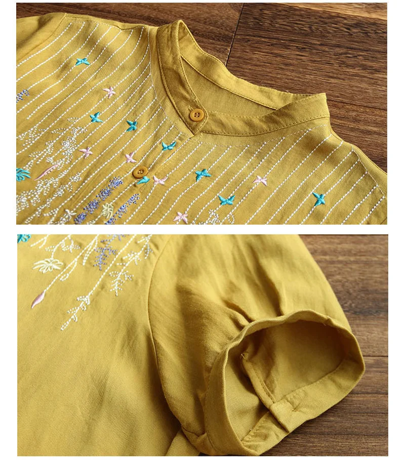 

Summer Tops Blouses Women Single-breasted cotton and linen Office Lady Shirts Harajuku Korean o-neck Blouse Chemisier Blusas
