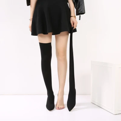 Новинка весна осень 2020 модные новые сапоги выше колена женские с эластичными