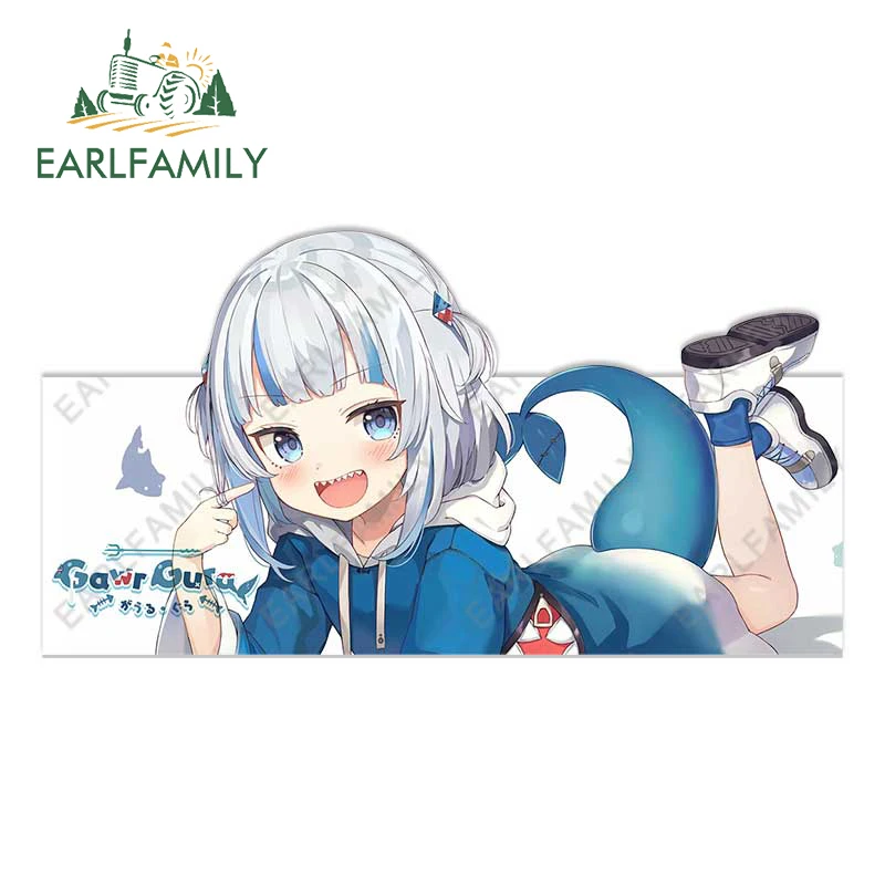 

EARLFAMILY 13 см x 6,9 см для Gawr Gura Slap аниме автомобильные наклейки граффити виниловые водонепроницаемые наклейки на окна мотоцикла