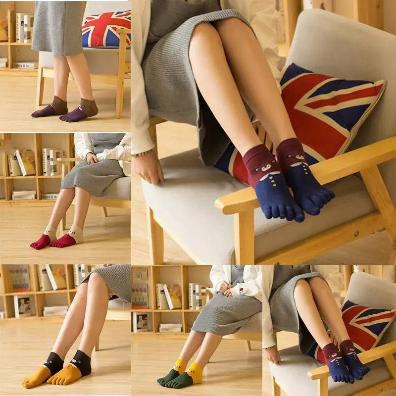 Лидер продаж 1 пара Мягкие Носки с рисунком кота для женщин и девочек пять пальцы