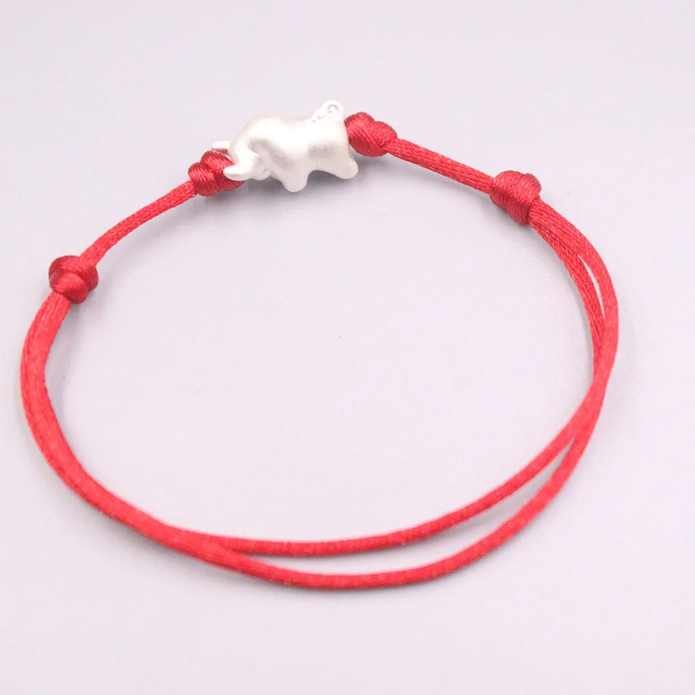 

New Pure 925 Sterling Silver Lovely 1pcs Cow with Red Rope Bracelet for Woman Men