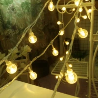 led festoon bulb ball fairy christmas lights string battery operated indoor bedroom new years garland party home decoration