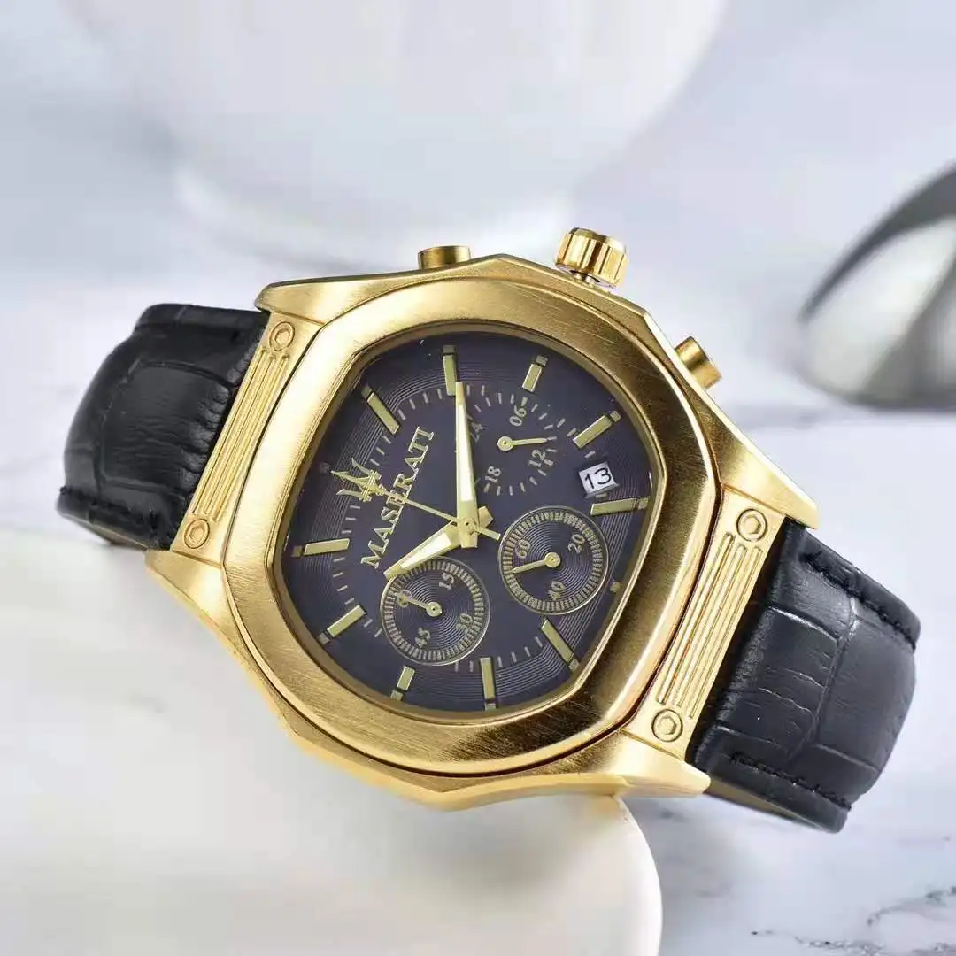 2021 new sports watch Maserati president men's sapphire tungsten steel waterproof luxury casual fashion belt watch 17 orders
