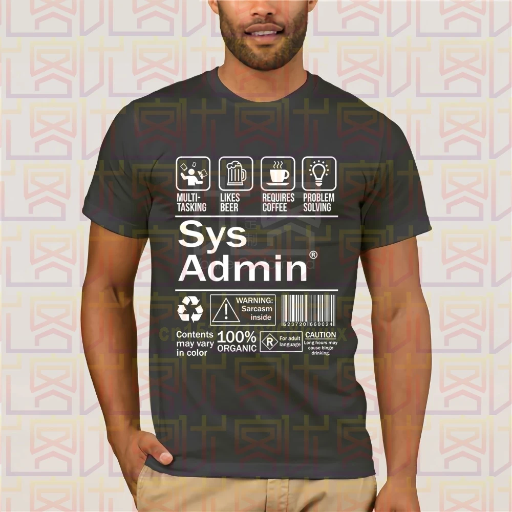 Системный администратор ярлык продукта футболка Linux кофе Мужская Марка Clothihng