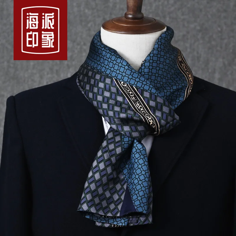 100% mulberry silk men s long scarf top grade silk scarf thin autumn winter business suit shirt scarf long scarf
