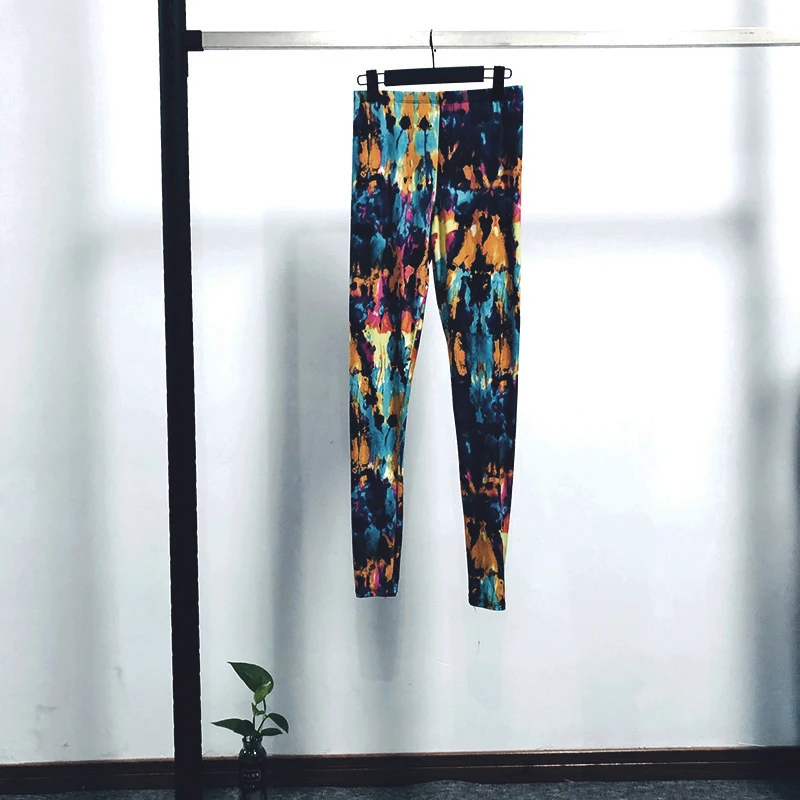 14 цветов штаны для йоги с принтом женские спортивные Леггинсы фитнеса эластичные