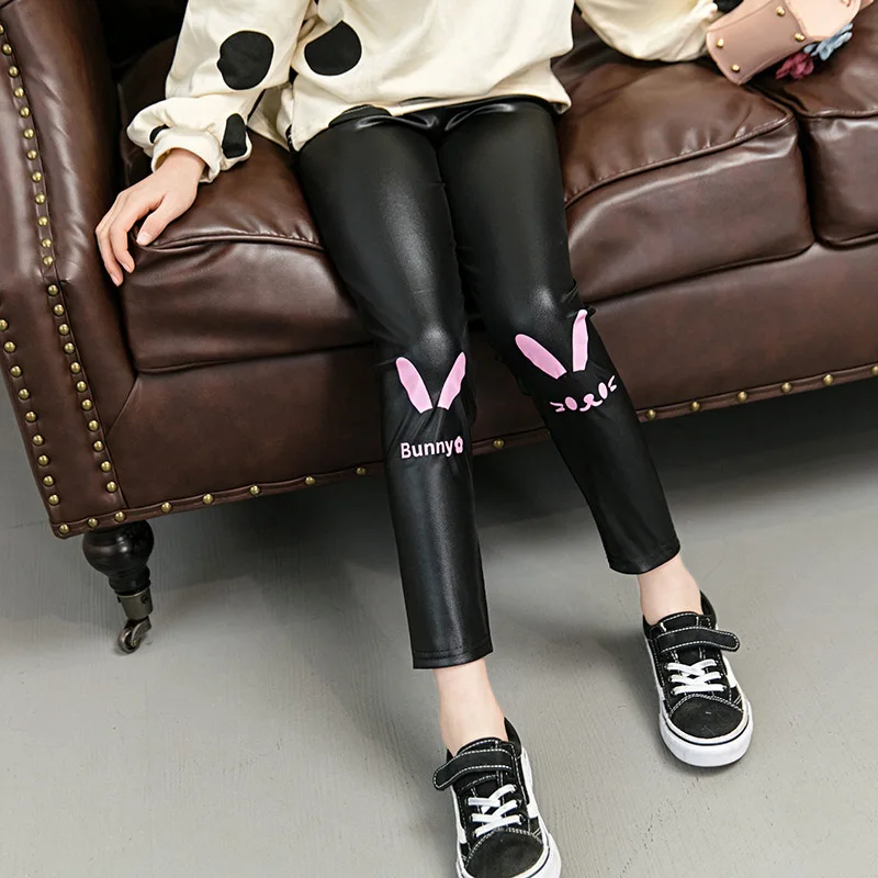 Детские осенние леггинсы для девочек Весенние из искусственной кожи Одежда
