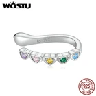 Женские серьги-гвоздики из серебра 925 пробы, с радужным сердцем