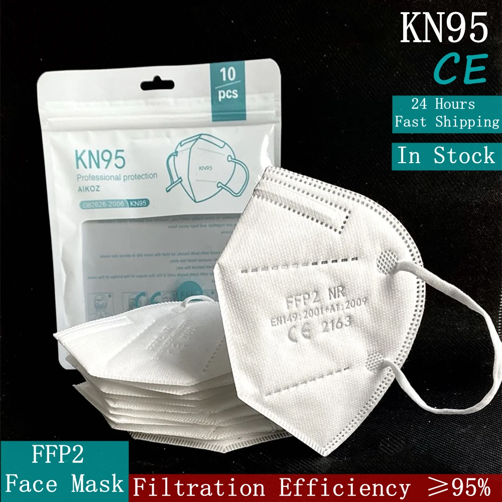 

10-200 Pieces White And Black Multicolor FFP2 Mascarillas Fabric Mask 5 Layers Protective Mouth Face Mask KN95 Filter Respirator