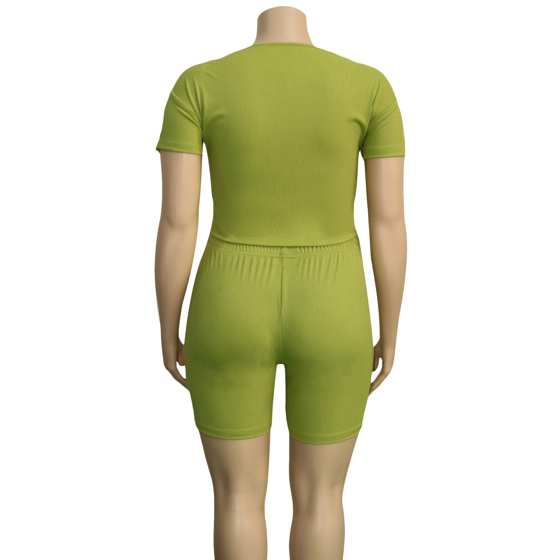 

XL-4XL Fashion Plus Size 2 Piece Set Women 2020 Summer New Casual Suit Solid Shorts Suit Short Pencil Pants Outfits Tracksuit