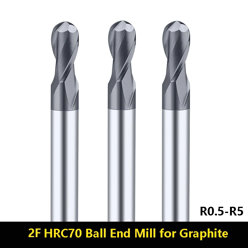 

BEYOND Graphite Ball Nose End Mill HRC70 2 Flute Tungsten Steel Carbide End Milling Cutter Diamond Coating Cutting Tools R0.5-R5
