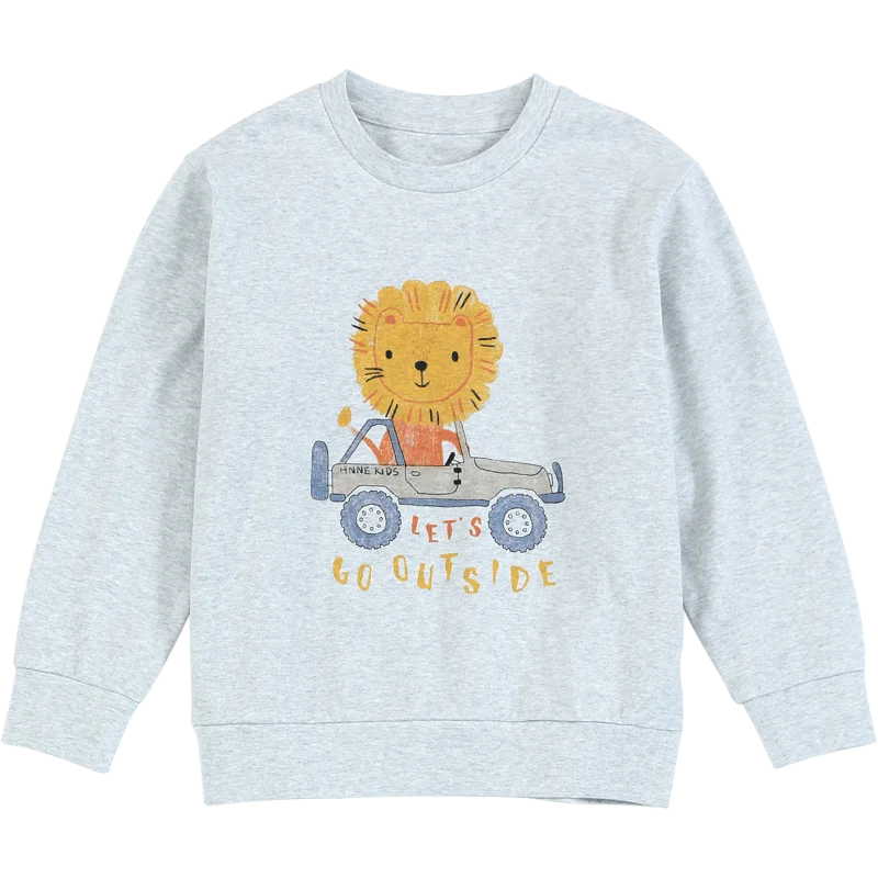 Hnne 2022 Autumn New Contrast Color Kids Hoodies Cartoon Print Cute Childrens Sweatshirts Thin Boys Grils Quality Joggers  Tops