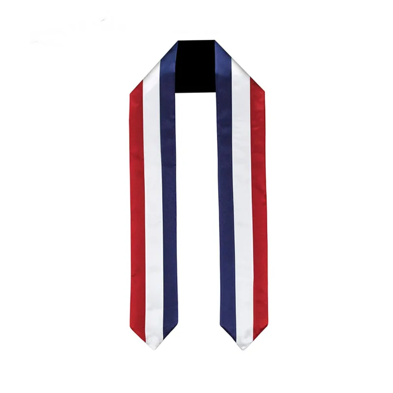 

France Flag Graduation Sash 72inch Unisex Satin National Flag Printed Student Graduation Stole