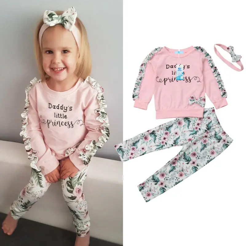 

Newborn Kid Baby Girl Floral Clothes Tops T Shirt Tee Pants Tracksuit Outfit Set