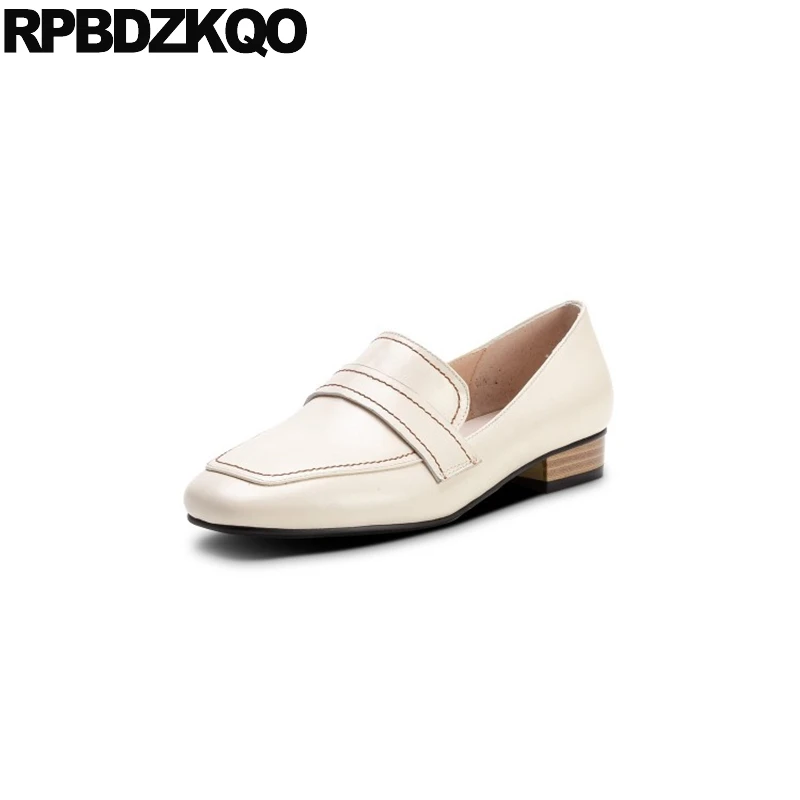 Женские дизайнерские туфли из натуральной кожи бежевые туфли-лодочки на толстом