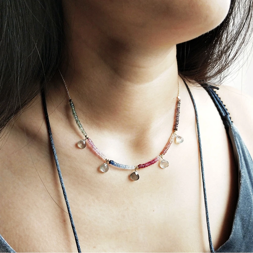 Achat Lii Ji – Collier En Pierre Véritable, Breloques En Saphir Labradorite, 9K, Chaîne GF, Lien Délicat Fait à La Main