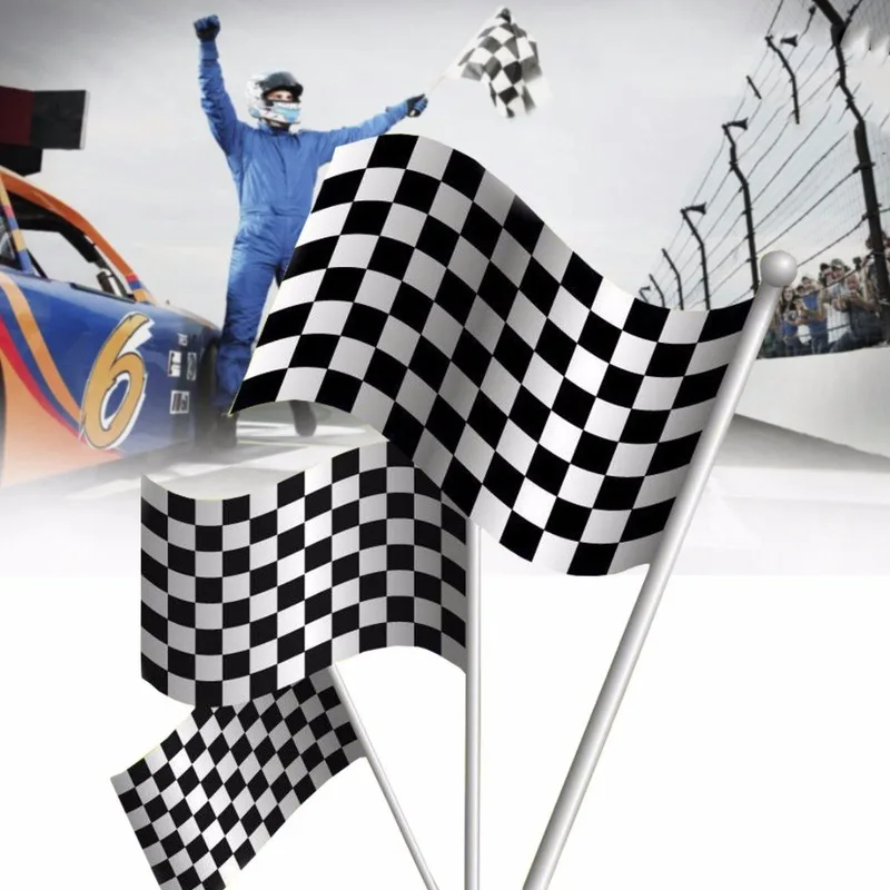 12 шт./лот 11 8 ''гонки F1 Формула 1 флаги ручной Мах флаг подарок черно белые с