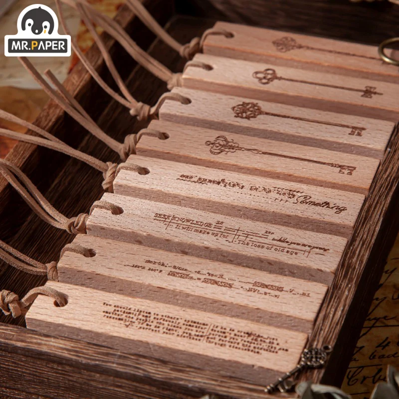 Mr Paper 8 Designed Da Vinci Series Cipher Key Wooden Rubber Stamp For Scrapbook Decoration DIY Craft Standard Wooden Stamp