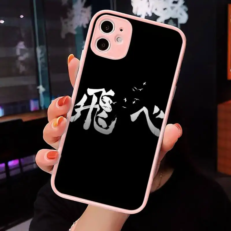 

Volleyball Haikyuu Hinata attacks Phone Cases Matte transparent For Pink iPhone 12 Mini 11 Pro XR XS Max 7 8 Plus X Back Cover