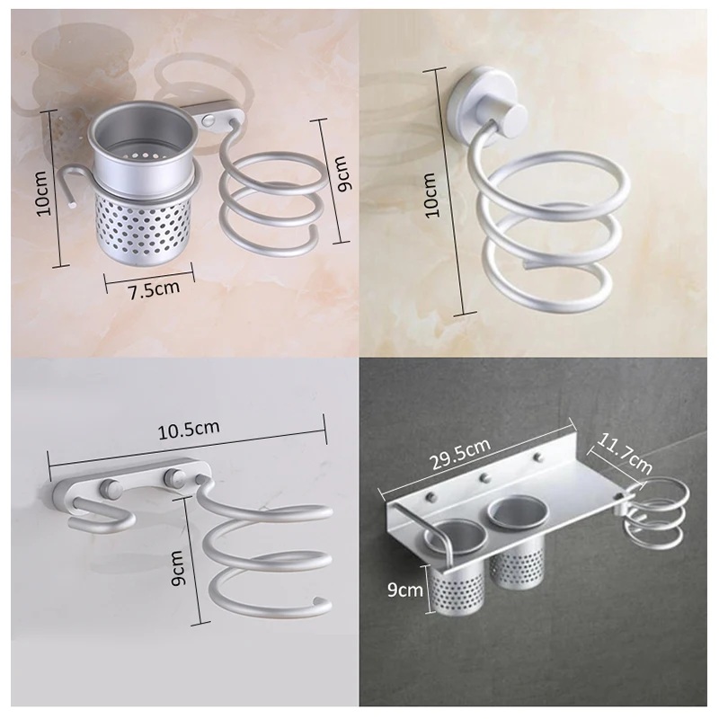 Многофункциональный держатель для фена ванной настенная стойка алюминиевый