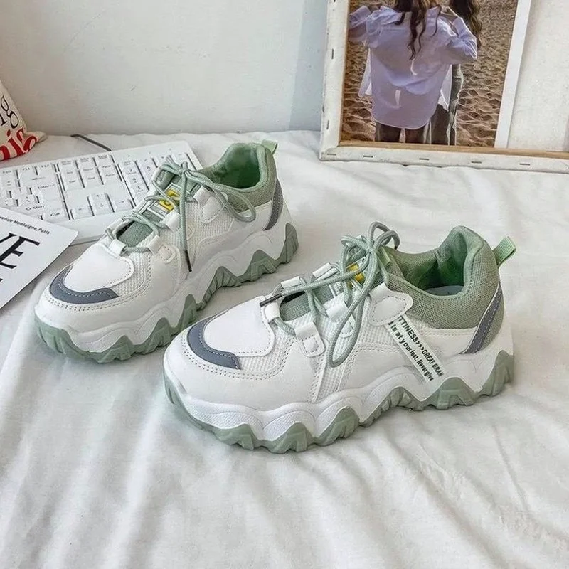 

Women Sneakers Fashion Mesh Chunky Sneakers Casual Shoes Women Comfortable Thick Sole White Flats Platform Shoes Chaussure Femme