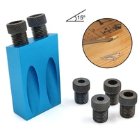1 set 15 degree angle drill guide woodworking oblique hole locator drill bit pocket hole jig kit hole puncher diy carpentry tool
