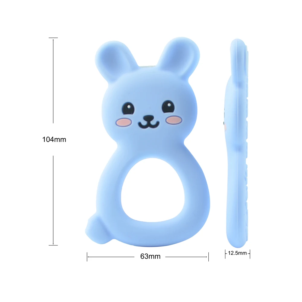 LOFCA-mordedor de silicona de conejo para beb&eacute;, juguete de dentici&oacute;n de Animal de dibujos animados, colgante de silicona de grado alimenticio, BPA, accesorios para regalo-1